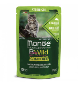 Monge, Cat Bwild Grain Free, влаж. корм д/стерил. кошек (дик. кабан)